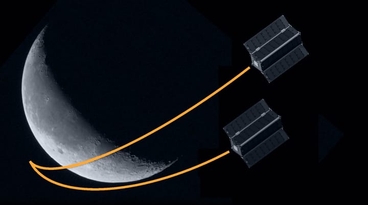 cubesat thrusters orbiting earth representing the space supply chain and how satsearch works for suppliers