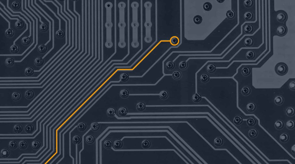 mass memory units for space missions and applications (MMUs) - image shows electronic components and connections on an integrated circuit (IC) board