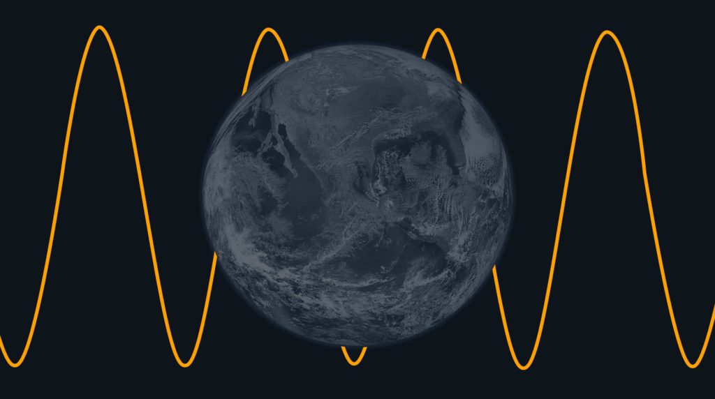 whats next for newspace in 2025? image shows the earth with an electromagnetic wave graphic